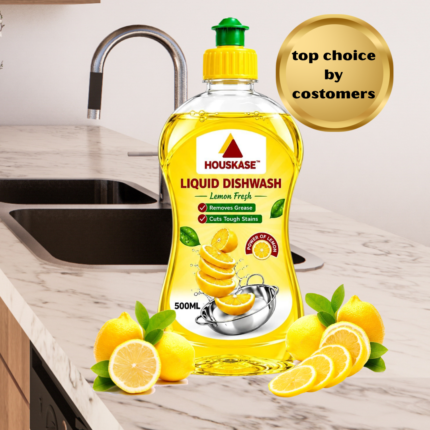Dishwash Liquid Gel Lemon, With Lemon Fragrance, Leaves No Residue, Grease Cleaner For All Utensils, 500 ml Bottle