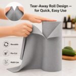 Kitchen Cleaning Towel Roll | Soft Touch | 130 Sheets Per Roll | Washable and Reusable, High Absorbency Multipurpose Household Cleaning Cloths | Grey Color - Image 9