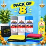 PACK OF 8- Houskase Cleaning Combo Pack of 8 | 3 Non-Woven Cleaning Cloth Rolls, 1 Microfiber Cloth, 1 Pack of 4 Multipurpose Cloths, 1 Wet Wipes Pack & Lemon Liquid Dishwash 500ml | Kitchen, Car & Home Cleaning Kit